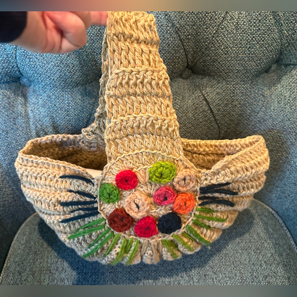 Artisan Crochet Straw Bag with Crochet Detail-Packable - Picture 5 of 7